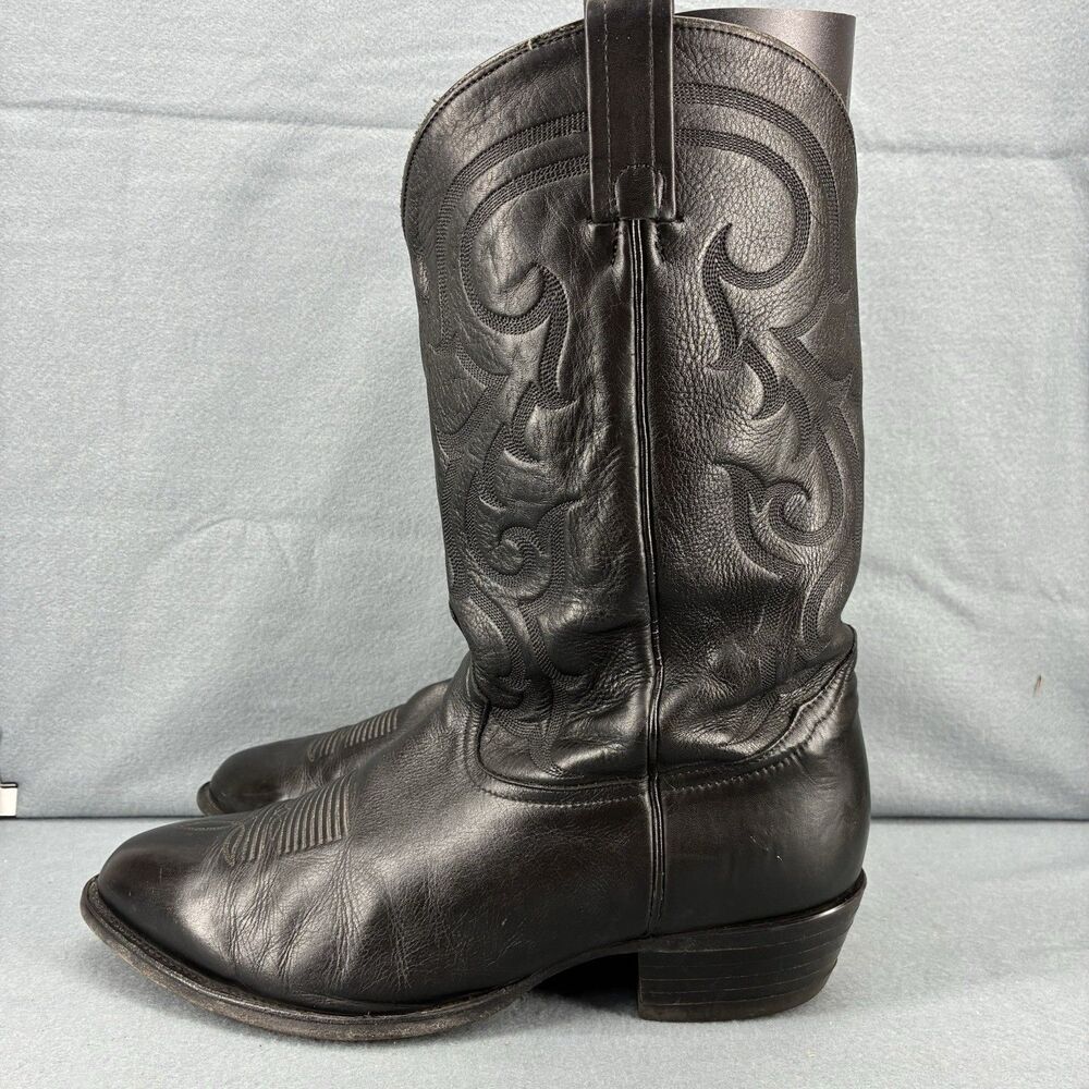 Tony Lama Ol’ Buck CZ820 Cowboy Boots Mens 13 EE Black Leather Western USA